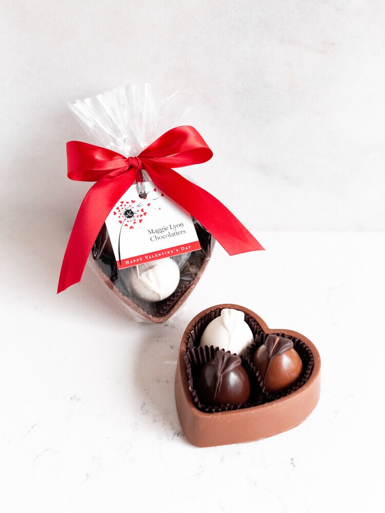 Milk Chocolate Heart Box with Three Truffles